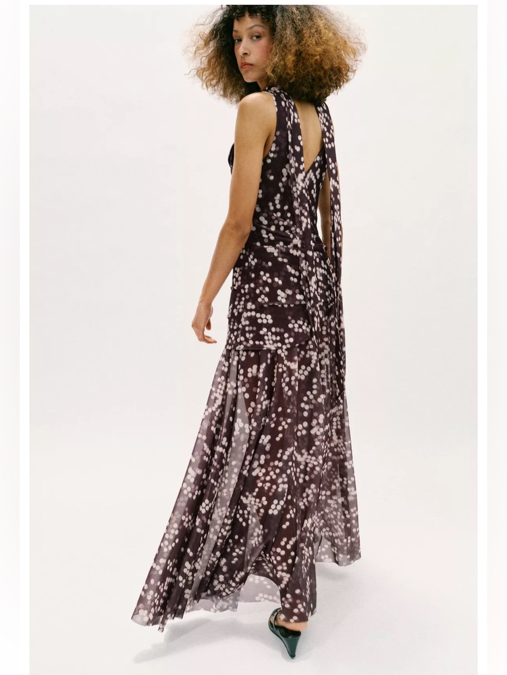 ZARA LONG TULLE POLKA DOT DRESS - Picture 12 of 16